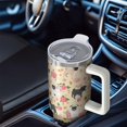thumbnail image 6 of OBREWU Pugs and Flowers Tumbler with Handle and Lid,Pugs and Flowers 40oz Double Wall Vacuum Insulated Tumbler,Cups Gift for Women and Men, 6 of 7