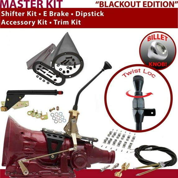 American Shifter 518 Shifter Kit Black 10 in. E Brake Cable Clamp Trim Kit Dipstick for EE8EA