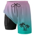 thumbnail image 4 of Beach Shorts for Men Summer Gradient Beach Shorts Vacation Double Layer Lined With Pockets Mens Swim Trunks Pink S, 4 of 4