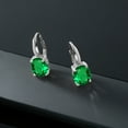 thumbnail image 4 of Gem Stone King 925 Sterling Silver Green Simulated Emerald Earrings for Women (5.50 Cttw, Oval 11X9MM), 4 of 4