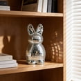 thumbnail image 6 of Tumdkd Handmade Mirror Glass Bunny Statue 6 Inch, White Foam Rabbit Sculpture with Shiny Reflective Accents, Easter Decoration for Home Tabletop, Glitter Ornament Centerpiece, 6 of 6