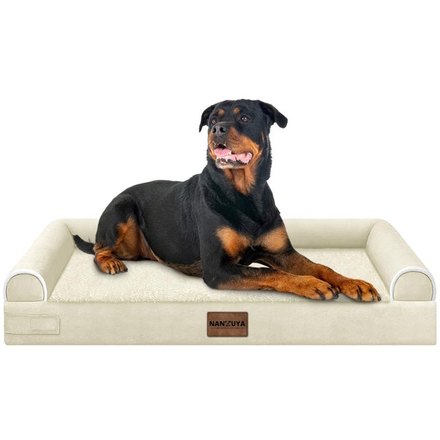 Cama Grande para Perro NANUYA XXL Ortopédica Impermeable Beige 86x74 cm