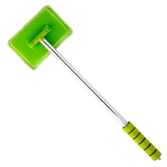 Clearance Under $2, 1 Pack Retractable Windshield Cleaner, Car Glass Cleaning Tool with Microfiber Cloth, Extendable Handle and Squeegee for Window Defogging and Cleaning,(Green)