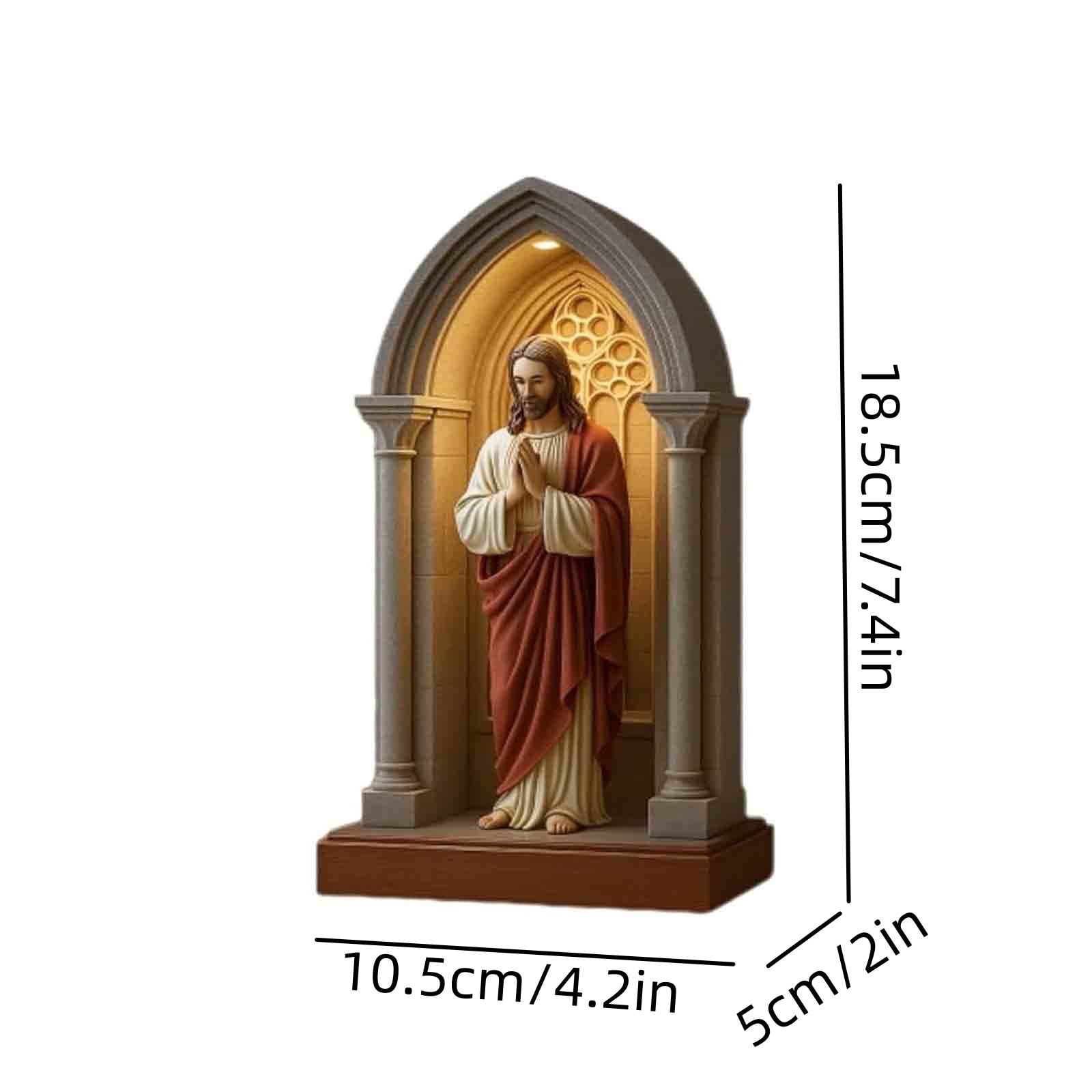 Virgin Mary LED Devotional Table Lamp, Handmade Virgin Mary Catholic Decor Table Lamp, Soft Eye Protecting Elegant Sacred Virgins Marys Statue Night Light for Bedroom Living Room