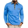 thumbnail image 2 of Kakii Men's Polo Shirts Long Sleeve Casual Fashion Polo Tee Shirts Color Block Slim Fit Golf Polo Shirt with Pocket, 2 of 8