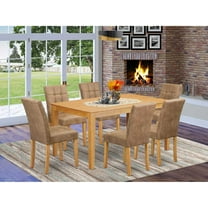 East West Furniture 7 Piece Dining Room Table Set consists A Mid Century Modern Dining Table