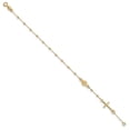 thumbnail image 2 of Real 14kt Yellow Gold Polished 7.5in Cross Rosary Chain Bracelet; 6.5 inch; for Adults and Teens; for Women and Men, 2 of 3