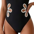 thumbnail image 4 of Lopeceal One Piece Swimsuit Women Slimming Floral Cut Out Color Block Bathing Suit Ruched Cheeky Swimwear, 4 of 6