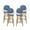 Bamboo Print Finish/Navy Blue/White, variant on GDF Studio Danberry Outdoor Wicker and Aluminum 29.5 Inch French Barstools, Set of 4, Navy Blue, White, and Bamboo Print Finish