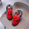 thumbnail image 3 of Quealent Toddler Baby Boys Shoes Boots Walkers Kids Baby Girls Warm and Soft Shoes Princess Shoe Fashion Hairball Cotton Boots Girls Shoes Size 1 Red 9.5, 3 of 5