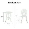 thumbnail image 2 of Villeston 3-Piece Cast Aluminum Outdoor Patio Bistro Table and Chair Set, Rose Pattern for Garden, White, 2 of 8