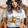 thumbnail image 2 of Christian Fall for Jesus He Never Leaves Cross and Pumpkin T-Shirt, White, Size S, 2 of 6