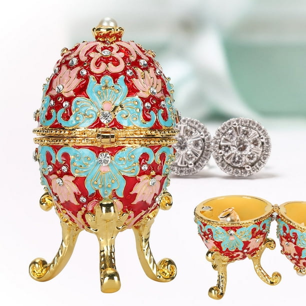 アンティーク雑貨 Vintage Egg Jewellery Box Vintage Egg Shaped Jewelry Box Enamel Trinket Box with