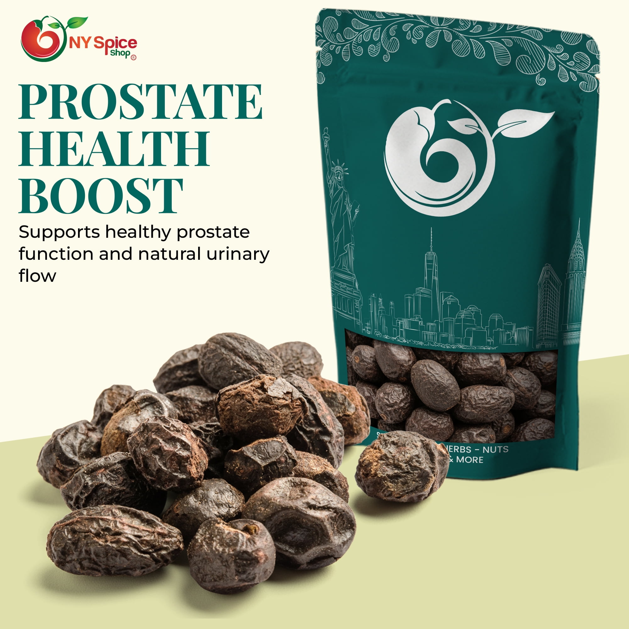 NY Spice Shop Whole Saw Palmetto Berries - 08 Ounce - Serenoa Repens - Premium Dried Wildcrafted Fruit - Natural Botanical Ingredient