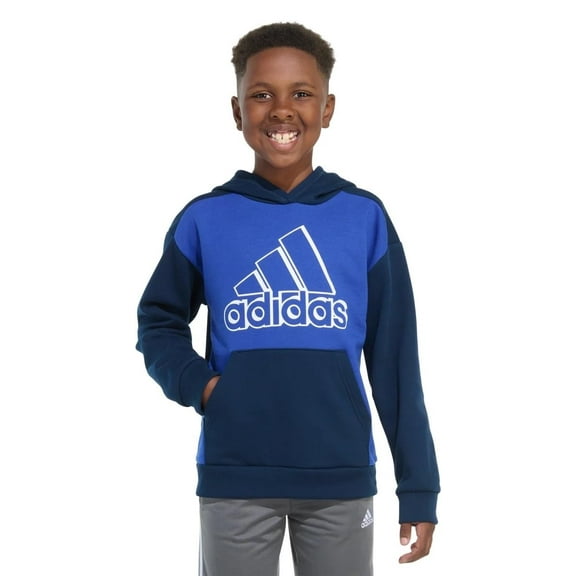 Adidas Youth Boy's Fleece Long Sleeve Graphic Logo Pullover Hoodie (US, Alpha, X-Large, Regular, Blue Royal)