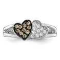 thumbnail image 5 of 925 Sterling Silver Polished Rhodium Clear and Champagne Cubic Zirconia Love Hearts Ring Size 7 Statement Ring for Women, 5 of 5