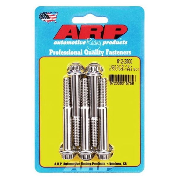 ARP 612-2500 Kit de Boulons à 12 Points en Acier Inoxydable 0,31-18 x 2,5 Po - Lot de 5