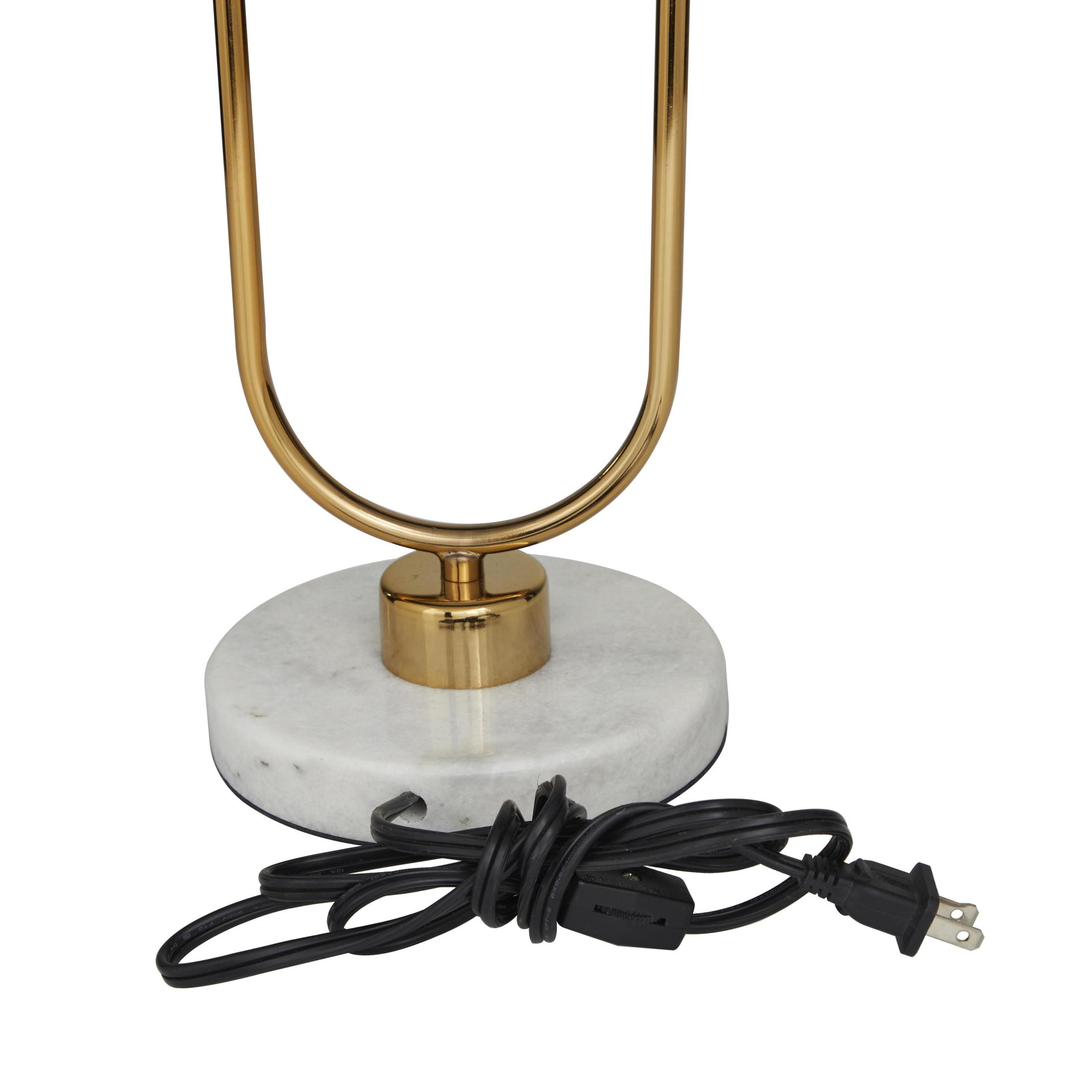 DecMode 31" 2 Light Curved Orb Gold Table Lamp with White Glass Shade