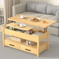 thumbnail image 2 of SNYNUXX Lift Top Coffee Table with Large Storage, Drawers and Hidden Compartments for Living Room, Dining Reception Room, Nature, 2 of 7