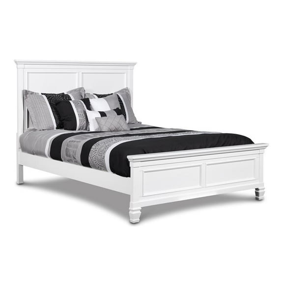 Pemberly Row Contemporary Solid Wood Full Bed in White Finish
