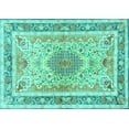 thumbnail image 1 of Ahgly Company Indoor Rectangle Medallion Turquoise Blue Traditional Area Rugs, 8' x 10', 1 of 4