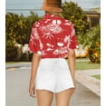 thumbnail image 4 of HAPPY BAY Hawaiian Shirts Womens Casual Summer Beach Party Blouses Shirt T-Shirt Blouse Short Sleeve Button up Dress Tee Shirts for Women XXL Holiday Island, Red, 4 of 5