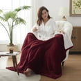 thumbnail image 5 of Westinghouse Flannel to Sherpa Electric Heated Blanket Throw 50x60", 6 Heating Levels & 2-10 Hours Auto Shut off Setting, Reversible Heated Throw, Red Burgundy, 5 of 8
