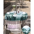 thumbnail image 5 of nqOlkjepod Green Ombre Forest Outdoor Tablecloth with Umbrella Hole & Zipper, Watercolor Mountain Round Table Cover 60 Inch, Dining Waterproof Table Cloth Protector for Patio/Party/Picnic, 5 of 7