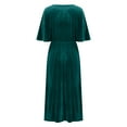 thumbnail image 4 of OSFVNOXV Evening Dresses for Women Formal Retro Velvet Dress Short Sleeve High Split Loose Flowy Maxi Dresses, 4 of 6