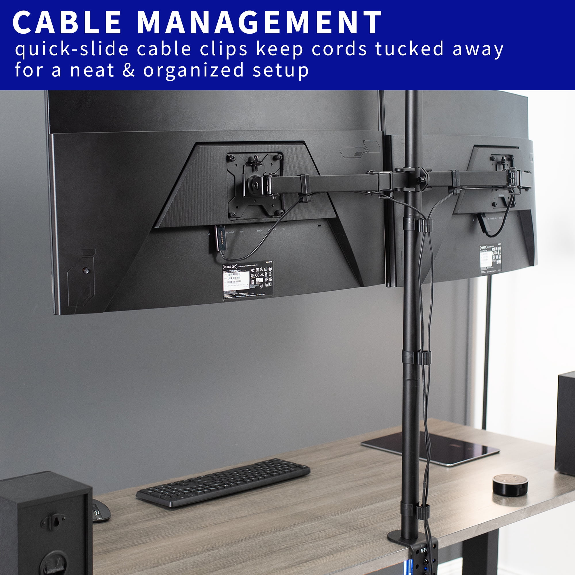 VIVO Dual Monitor Desk Mount Extra Tall Adjustable Stand for up to 32" Screens