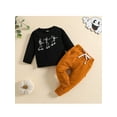 thumbnail image 3 of Bagilaanoe 2Pcs Toddler Baby Girl Boy Halloween Outfits Letters/Skeleton Print Long Sleeve Sweatshirt Pullover Tops+ Trousers 3M 6M 12M 18M 24M 3T Fall Casual Sweatsuit, 3 of 9