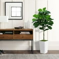 thumbnail image 2 of Fiddle Leaf Fig Tree Artificial 5FT - Faux Fiddle Leaf Fig Tree with White Tall Planter - Fake Ficus Lyrata Floor Plant Potted - Artificial Fig Tree for Home Office Living Room Decor Indoor, 2 of 13