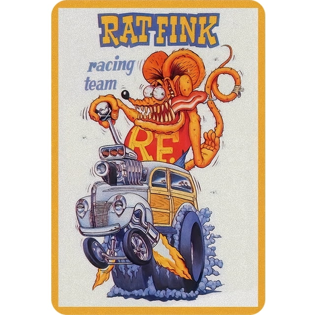 Placa Metal Vintage Rat Fink Pintura Hierro Rectangular Del Pared 20x30cm