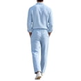thumbnail image 4 of LEKWK 2 Piece Casual Set for Men Long Sleeve Button Down Shirt and Drawstring Pants Lightweight Breathable Sleepwear Summer Casual Lounge Outfit Sky Blue M, 4 of 6