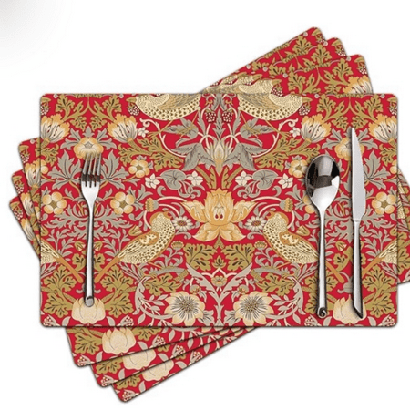 

Red Placemats - Placemats Set of 4 Faux Leather Heat Resistant for Dinner Table Non-Slip Waterproof Oil-Proof Washable Reusable Placemat for Indoor Outdoor Kitchen