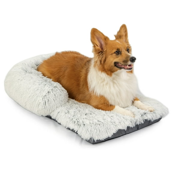 Best Friends by Sheri Nap Mat Dog Bed with Bolster - Washable Crate Pad and Removable Cover, Frost, 30x17