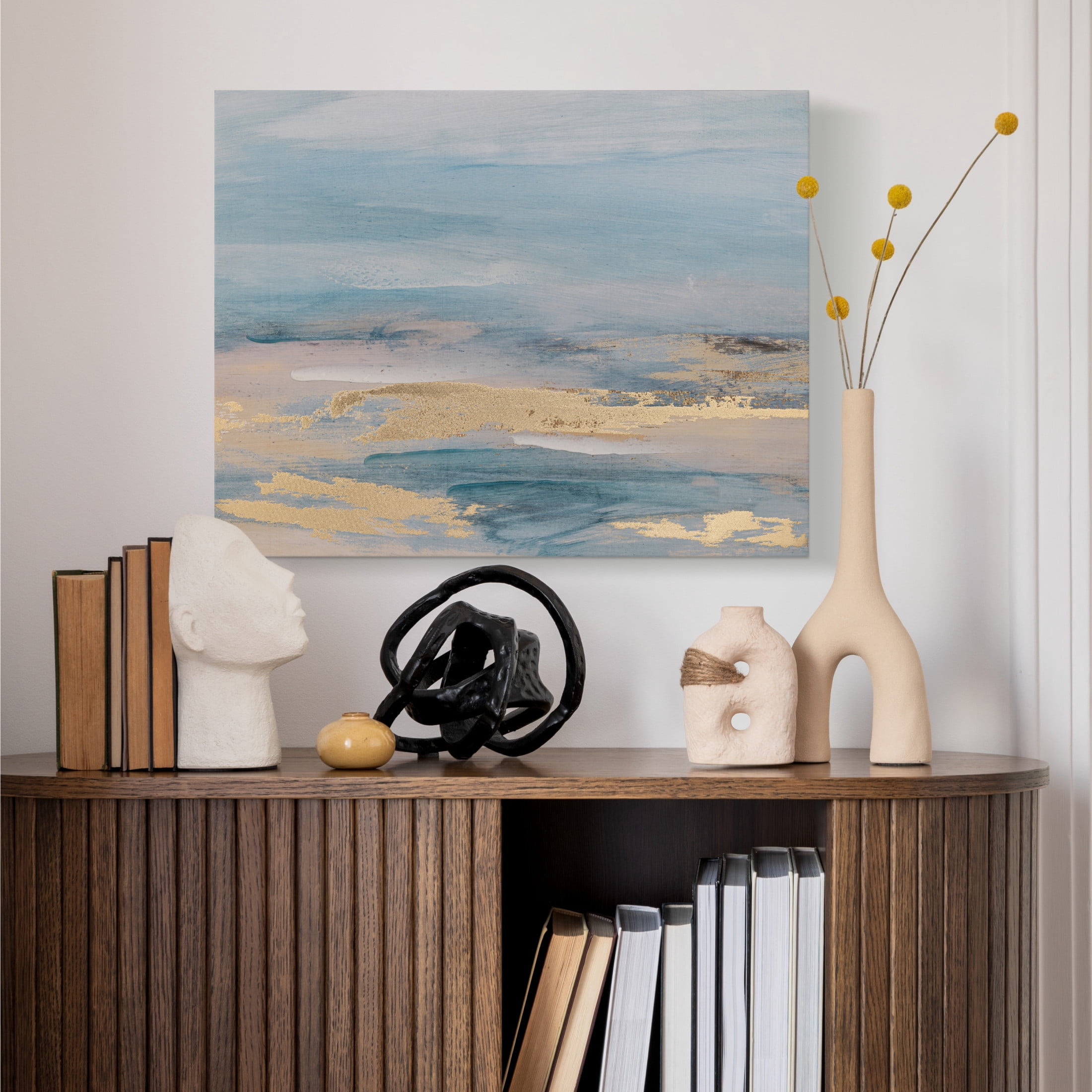 Gallery Solutions 28x22 Serene Landscape Canvas Art - Hand-Painted Embellishments and Textured Stucco, MDF Frame with Sawtooth Hangers for Large Wall Décor