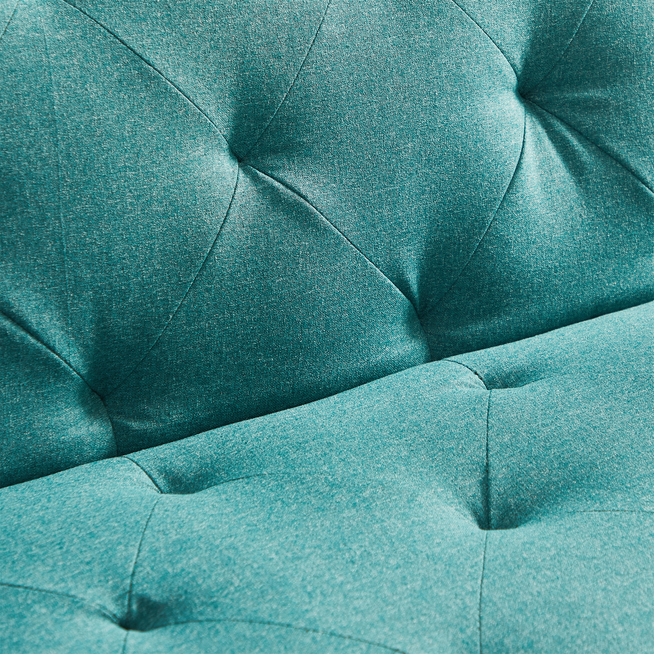 Aukfa 75" Square Arm Futon Convertible Sofa, Solid Wood Legs, Tufted Back, 2 Pillows, Blue