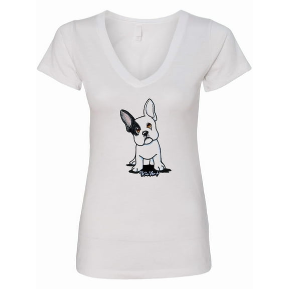 Inktastic B/w Frenchie (darks) Women's V-Neck T-Shirt