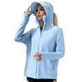 thumbnail image 2 of Dweltoz Womens Upf 50+ Sun Hoodie Shirts with Mask and Brim Lightweight Cooling Workout Rash Guard Long Sleeve Full Zip Uv Shirt for Outdoor,Sky Blue One Size, 2 of 4