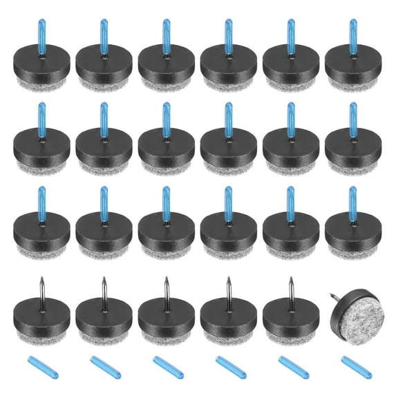 Uxcell 24Pcs Nail-on Felt Furniture Pads, Round Felt Pads Furniture Sliders Floor Protectors for Wooden Furniture Table Sofa Chair Leg (22mm, Black)