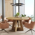 thumbnail image 3 of Finmind 47" Solid Wood Round Conference Table, Farmhouse Meeting Table with Pedestal Base for 4-6, Wood Office Desk for Small Space, Natural, 3 of 7