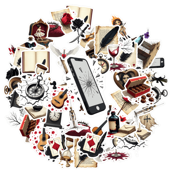 Yatrandify Waterproof Vinyl Stickers Vintage Romantic Stickers Aesthetic Sticker Pack for Notebooks Luggage Instruments