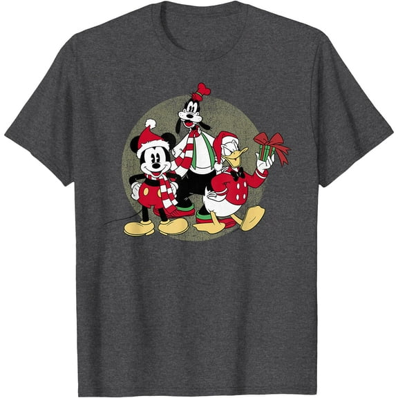 Mickey Mouse Donald Duck Goofy Christmas Group DTG Print Unisex T-Shirt