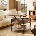 thumbnail image 2 of GUNAITO Round Lift Top Small Coffee Table with Storage Modern Farmhouse Centre Table with Shelf Small Circle Table for Living Room,Light brown, 2 of 5