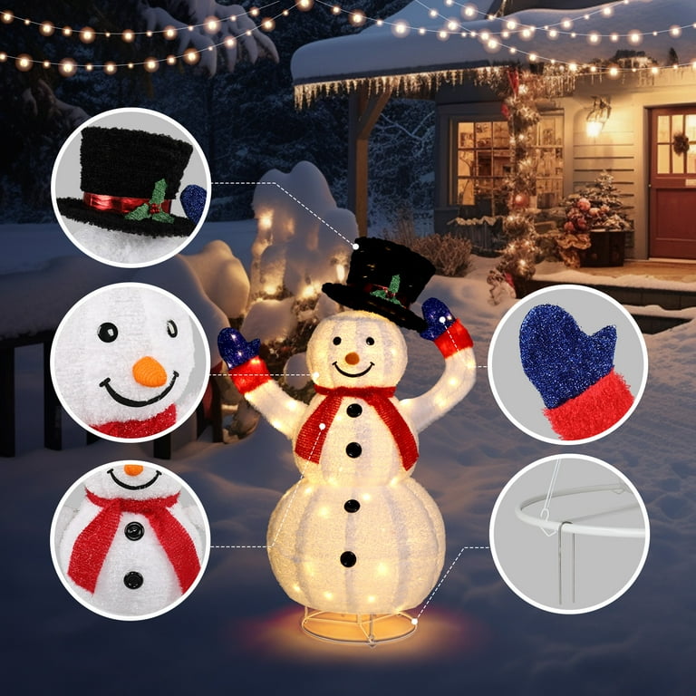 Ktaxon 4FT Large Holiday Yard Decor - LED Lighted Snowman with