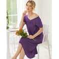 thumbnail image 3 of Ekouaer Nightgowns Womens Short Sleeve Sleepwear Comfy Loungewear Plus Size Night Shirt, 3 of 5
