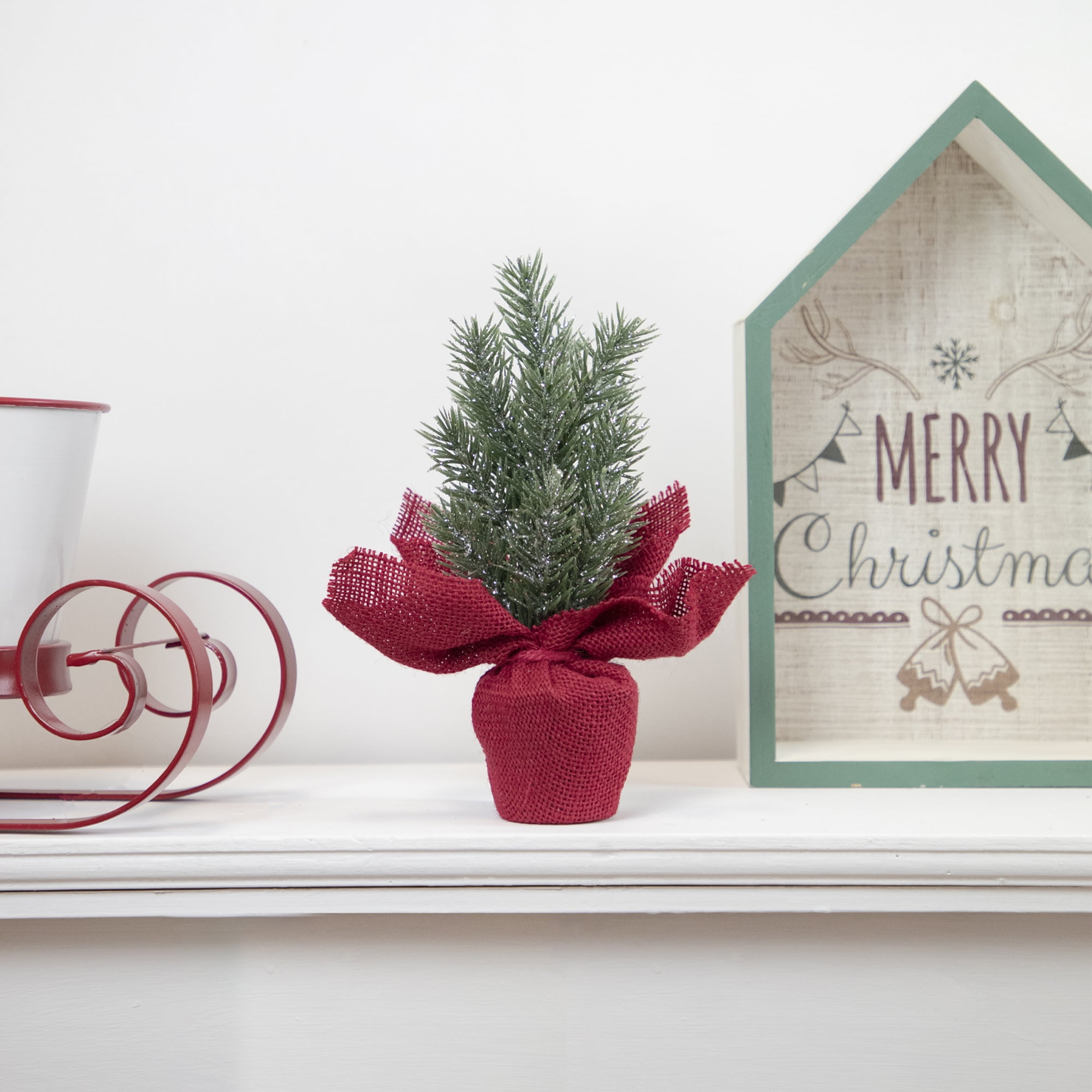 11.75" Green Merry Christmas House Shaped Wall Sign