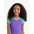 thumbnail image 3 of Justice Girls 2 Piece Short Sleeve Rashguard Swimsuit, Sizes XS-XL, 3 of 6