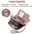 thumbnail image 3 of Sendefn Leather Credit Card Holder Wallet for Women RFID Blocking Bifold Zipper Card Case Organizer with Wristlet 32 Slots, 3 of 8